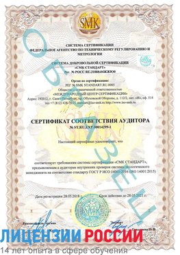 Образец сертификата соответствия аудитора №ST.RU.EXP.00014299-1 Белогорск Сертификат ISO 14001